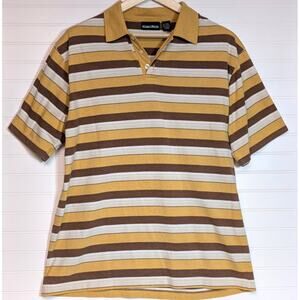 Vtg Y2K ODO Polo shirt men's XL yellow brown white streetstyle streetwear club